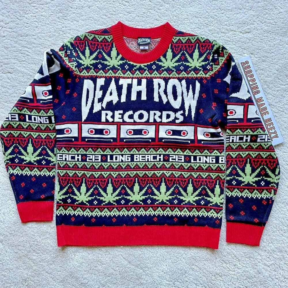 [M] DEATHROW RECORDS Ugly Holiday Pullover All Over Print Sweatshirt Sweater